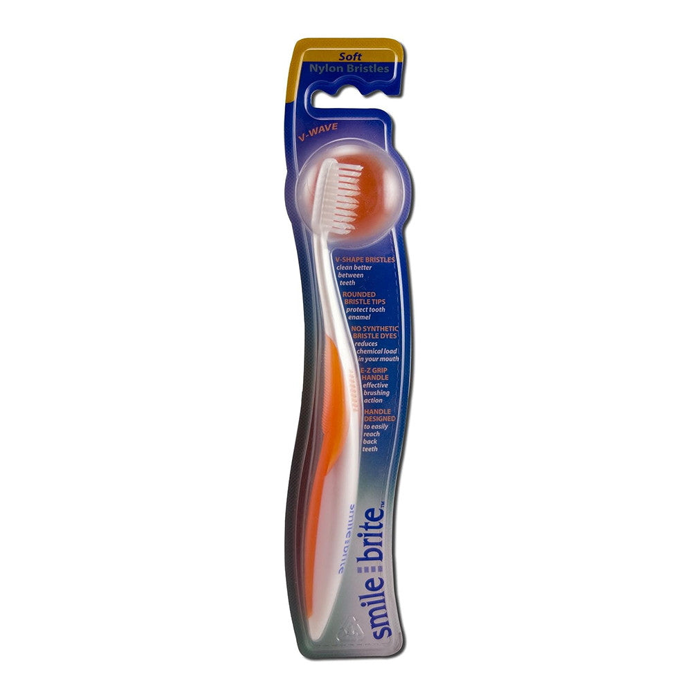 Smile Brite Fixed Head Nylon Toothbrush V Wave Soft, 1 Ea
